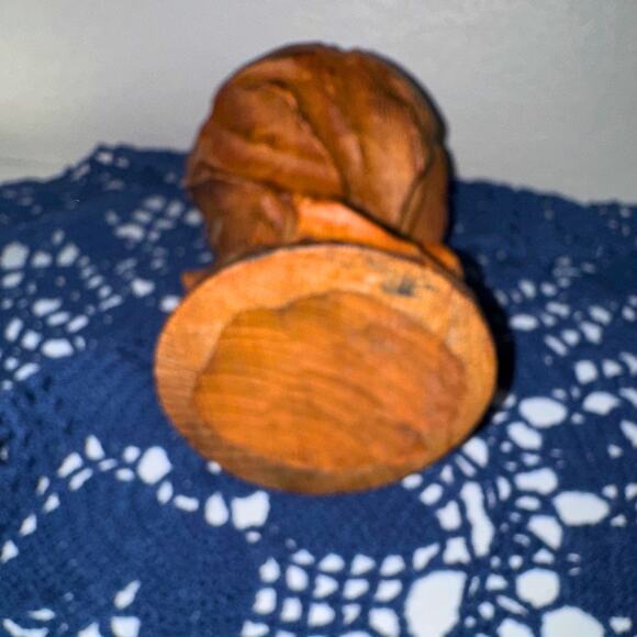 Hand-Carved Wood Pedestal Bowl – Rustic Sculptural Wooden Dish (6.25” Wide) - Picture 6 of 10